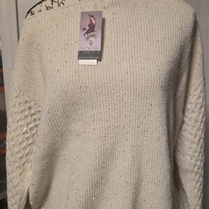 Sofia by Sofia Vergara Off-the-Shoulder Cream Sweater